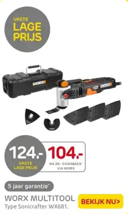 Praxis Worx multitool Type Sonicrafter WX681. aanbieding