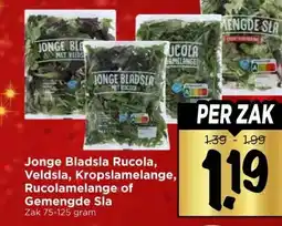 Vomar Voordeelmarkt Jonge Bladsla Rucola, Veldsla, Kropslamelange, Rucolamelange of Gemengde Sla aanbieding