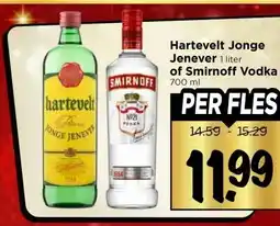 Vomar Voordeelmarkt Hartevelt Jonge Jenever , of Smirnoff Vodka aanbieding