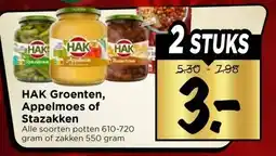Vomar Voordeelmarkt HAK Groenten, Appelmoes of Stazakken aanbieding