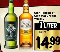 Vomar Voordeelmarkt Glen Talloch of Clan MacGregor Whisky aanbieding