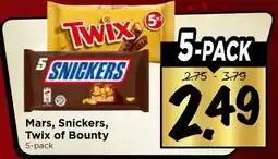 Vomar Voordeelmarkt Mars, Snickers, Twix of Bounty aanbieding