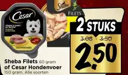 Vomar Voordeelmarkt Sheba Filets , of Cesar Hondenvoer aanbieding