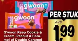 Vomar Voordeelmarkt G'woon Reep Cookie & Cream, Peanut & Cara- mel of Double Caramel aanbieding