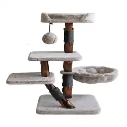 Pets Place Adori Krabpaal Abby - Krabpalen - 48x48x99 cm Bruin Wit aanbieding