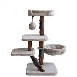 Pets Place Adori Krabpaal Abby - Krabpalen - 48x48x99 cm Bruin Wit aanbieding