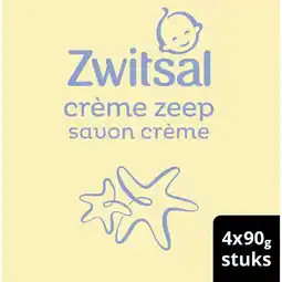 Etos Zwitsal Crème Zeep 4-pack 360 GR aanbieding