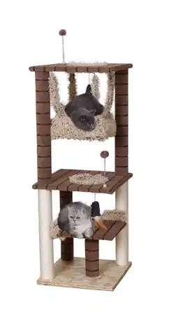 Pets Place Adori Krabpaal Lucky - Krabpalen - 50x50x136 cm Bruin Beige Wit aanbieding