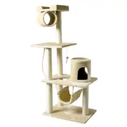 Pets Place Adori Krabpaal Xl Sanne Met Hangmat - Krabpalen - 65x50x155 cm Zand aanbieding