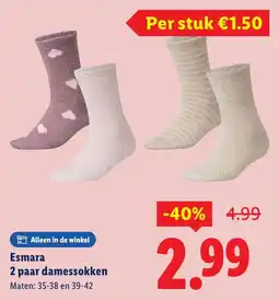 Lidl Esmara 2 paar damessokken aanbieding