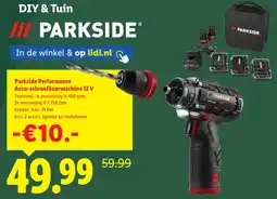 Lidl Parkside Performance Accu-schroefboormachine 12 V aanbieding