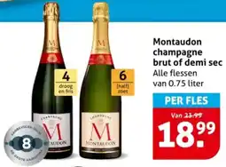 Hoogvliet Montaudon champagne brut of demi sec aanbieding