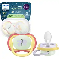 Etos Philips Avent Fopspeen Ultra Air Night 0-6M Double Pack, mixed - SCF376/26 aanbieding