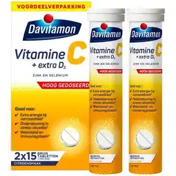 Etos Davitamon Vitamine C Hoog Gedoseerd + Extra Vitamine D3 Bruistabletten Voordeelverpakking 30 stuks aanbieding