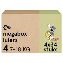 Etos Etos Woezel & Pip Luiers Maxi Maat 4 7-18 kg Megabox 4x34 stuks aanbieding