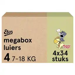 Etos Etos Woezel & Pip Luiers Maxi Maat 4 7-18 kg Megabox 4x34 stuks aanbieding