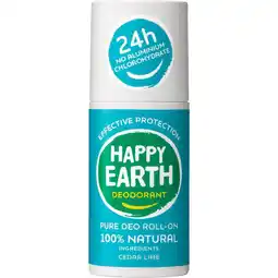 Etos Happy Earth 100% Natuurlijke Cedar Lime Deodorant Roller 75 ML aanbieding