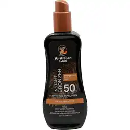 Etos Australian Gold Tan & Protect Instant Bronzer Zonnebrand Spray Gel SPF50 237 ML aanbieding