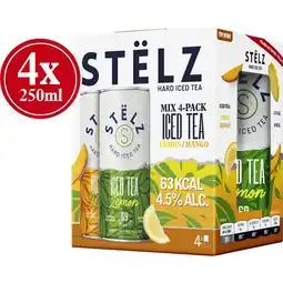Jumbo Stelz Hard Iced Tea Lemon & Mango 4x250ML aanbieding
