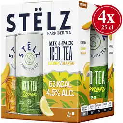 Jumbo Stelz Hard Iced Tea Lemon & Mango 4x250ML aanbieding