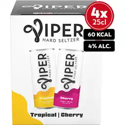 Jumbo Viper Hard Seltzer Cherry / Tropical Multipack 4x250ML aanbieding