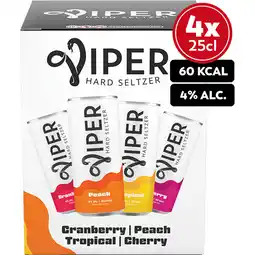 Jumbo Viper Hard Seltzer Cherry / Tropical / Cranberry / Peach Multipack 4x250ML aanbieding