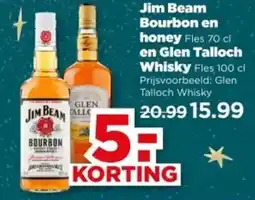 PLUS Jim Beam Bourbon en honey en Glen Talloch Whisky aanbieding