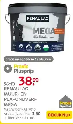 Praxis Renaulac Méga Muurverf - Mat - Wit - 10L aanbieding