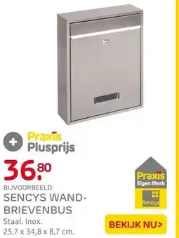 Praxis Sencys Wandbrievenbus - Staal - Inox - aanbieding