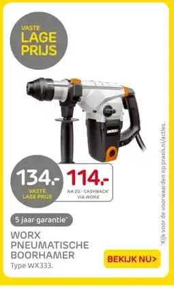 Praxis WORX PNEUMATISCHE BOORHAMER aanbieding