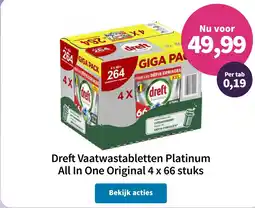 Plein.nl Dreft Vaatwastabletten Platinum All In One Original aanbieding