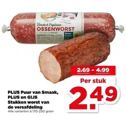 PLUS PLUS Puur van Smaak, Stukken worst van de versafdeling aanbieding
