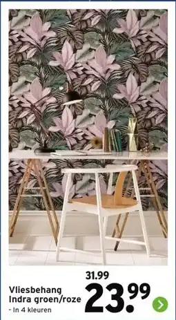 GAMMA Vliesbehang Indra groen/roze aanbieding