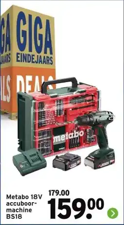 GAMMA Metabo 18V accuboor- machine BS18 aanbieding