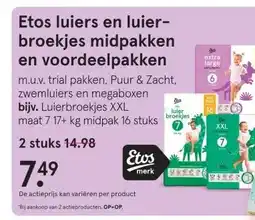 Etos Etos luiers en luier- broekjes midpakken en voordeelpakken aanbieding