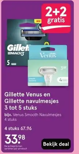 Etos Gillette Venus en Gillette navulmesjes 3 tot 5 stuks aanbieding