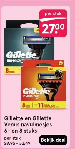 Etos Gillette en Gillette Venus navulmesjes 6- en 8 stuks aanbieding