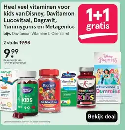 Etos Heel veel vitaminen voor kids van Disney, Davitamon, Lucovitaal, Dagravit,Yummygums en Metagenics' aanbieding
