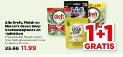 PLUS Alle Dreft, Finish en Marcel's Green Soap Vaatwascapsules en -tabletten aanbieding