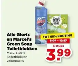 PLUS Alle Glorix en Marcel's Green Soap Toiletblokken aanbieding