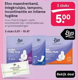 Etos Etos maandverband, inlegkruisjes, tampons, incontinentie en intieme hygiëne aanbieding