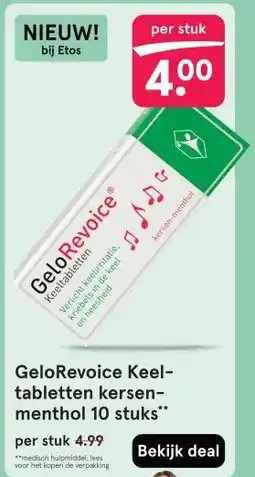 Etos GeloRevoice Keel- tabletten kersen- menthol 10 stuks aanbieding