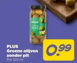 PLUS PLUS Groene olijven zonder pit aanbieding