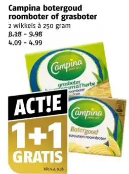Poiesz Campina botergoud roomboter of grasboter aanbieding