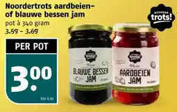 Poiesz Noordertrots aardbeien- of blauwe bessen jam aanbieding