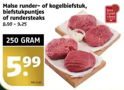 Poiesz Malse runder of kogelbiefstuk, biefstukpuntjes of rundersteaks aanbieding
