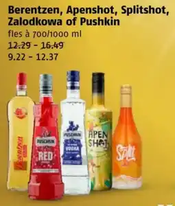 Poiesz Berentzen, Apenshot, Splitshot, Zalodkowa of Pushkin aanbieding