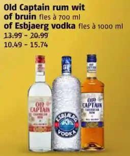 Poiesz Old Captain rum wit of bruin of Esbjaerg vodka aanbieding