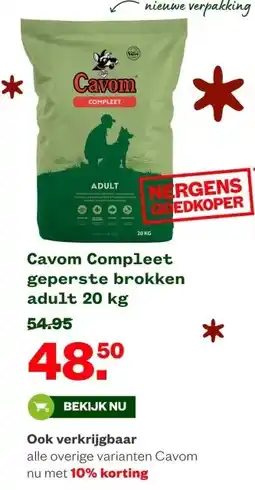 Welkoop Cavom Compleet geperste brokken adult 20 kg aanbieding