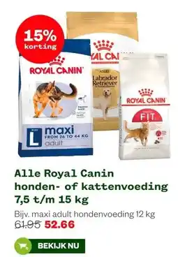 Welkoop Alle Royal Canin honden- of kattenvoeding 7,5 t/m 15 kg aanbieding